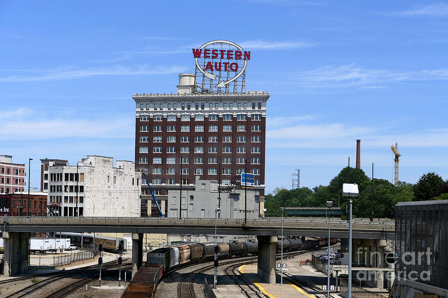 Western Auto Building And Kansas City Train Yard Photograph