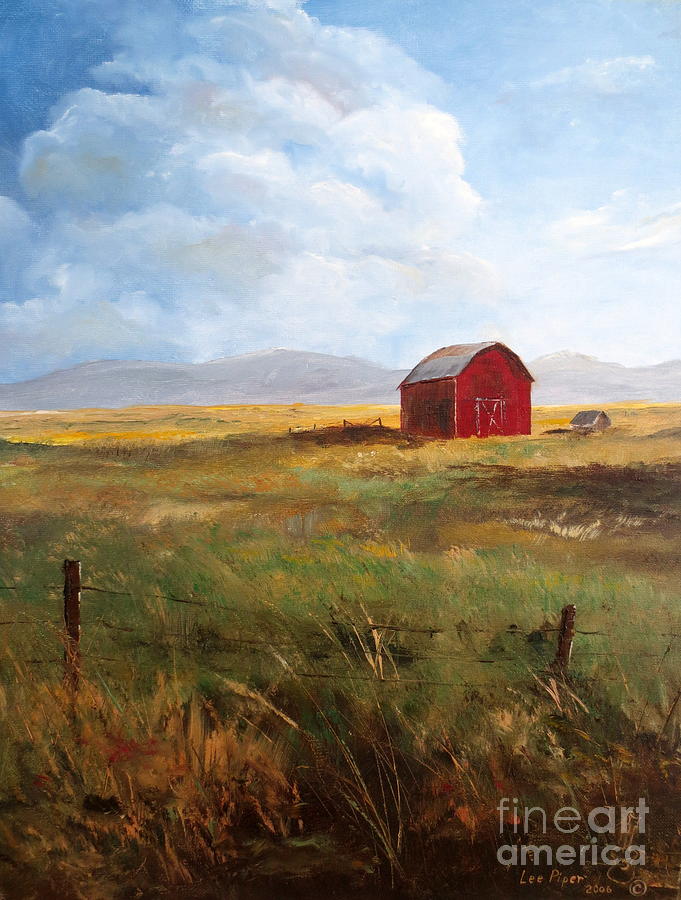 Mountain Painting - Western Barn by Lee Piper