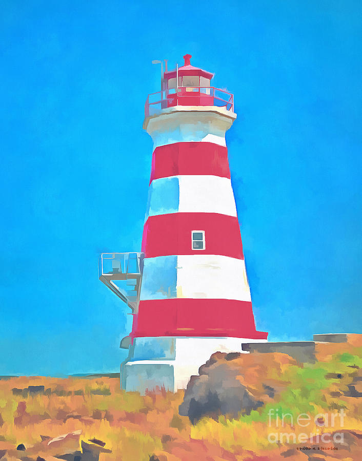 Western Brier Island Lighthouse Painting Painting by Edward Fielding