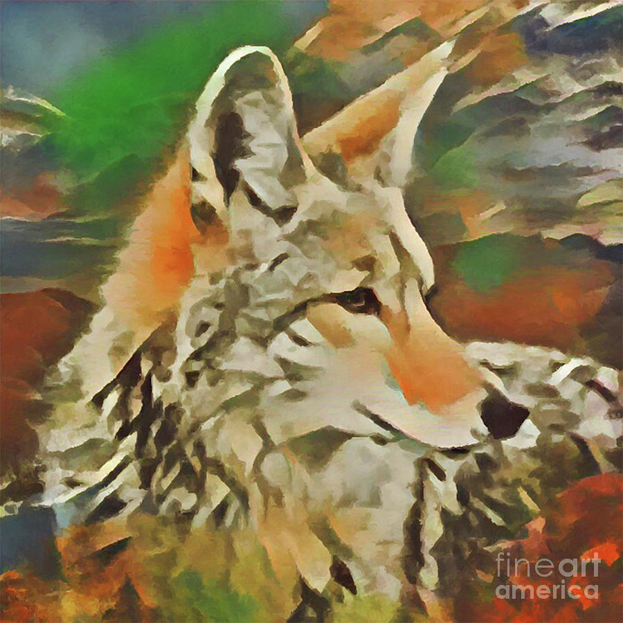 Western Coyote Digital Art by Kathy Kelly