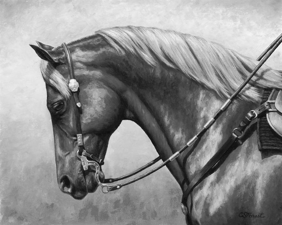 Western Horse Black And White Painting