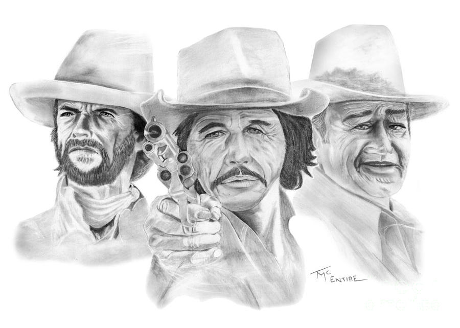 John Wayne Drawing - Western Legends by Tammy Lane