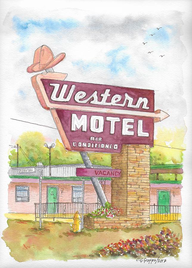 Western Motel in Bethany, Oklahoma Painting by Carlos G Groppa