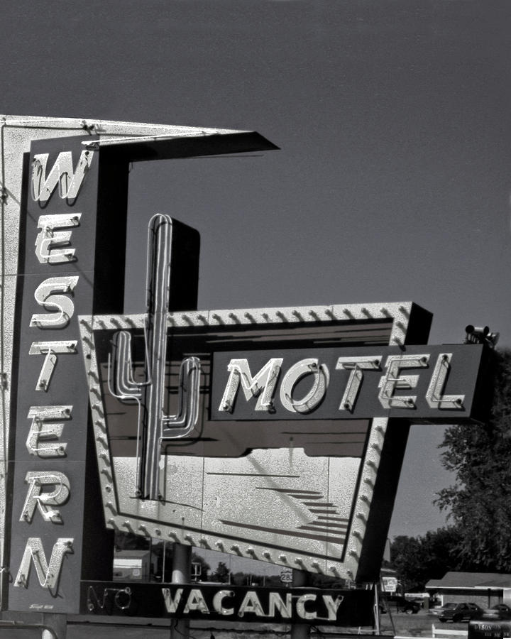 Western Motel in Black and White Photograph by Matthew Bamberg