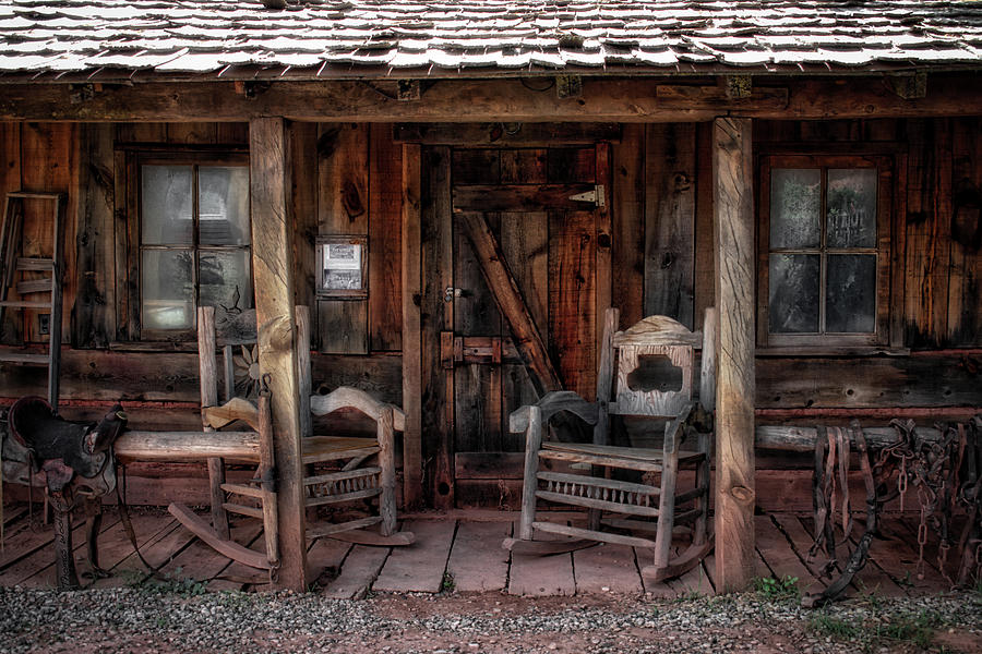 Western Movie Set Cabin Front Porch Little Hollywood Museum Knab Utah Photograph by Thomas Woolworth