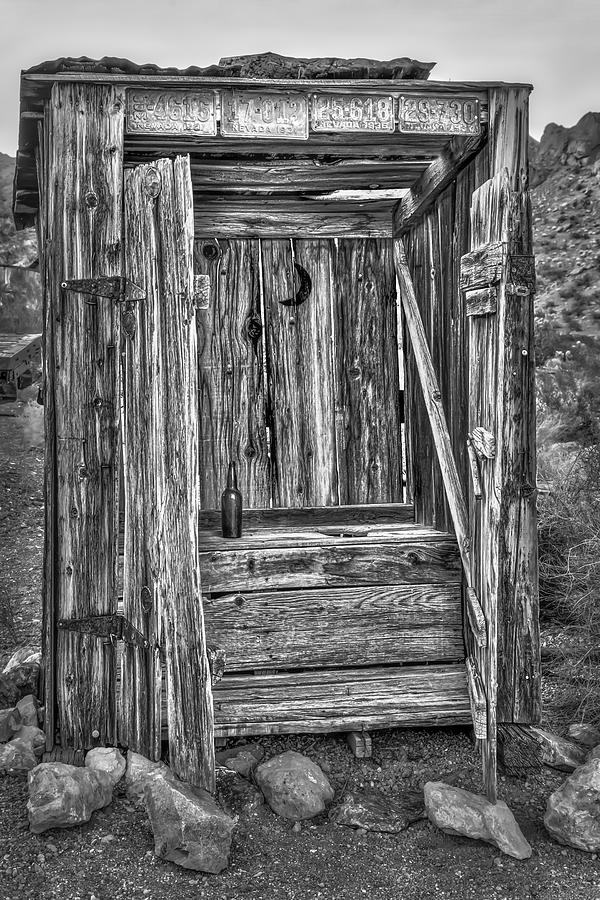 Nature Photograph - Western Outhouse BW by Susan Candelario