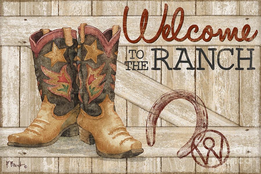 Boot Painting - Western Wear - Welcome to the Ranch by Paul Brent