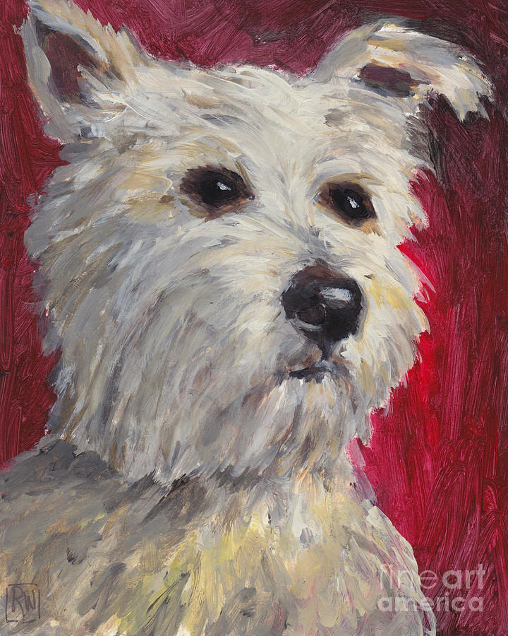 Westie on Red Painting by Robin Wiesneth