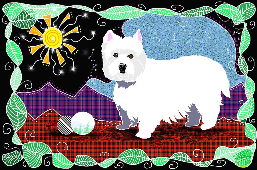 Westie patchwork Digital Art by Debra Baldwin