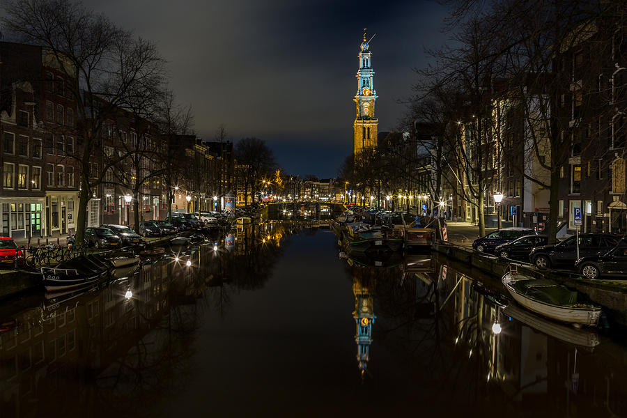 Westkerk Reflecting on the Prinsengracht Photograph by John Daly