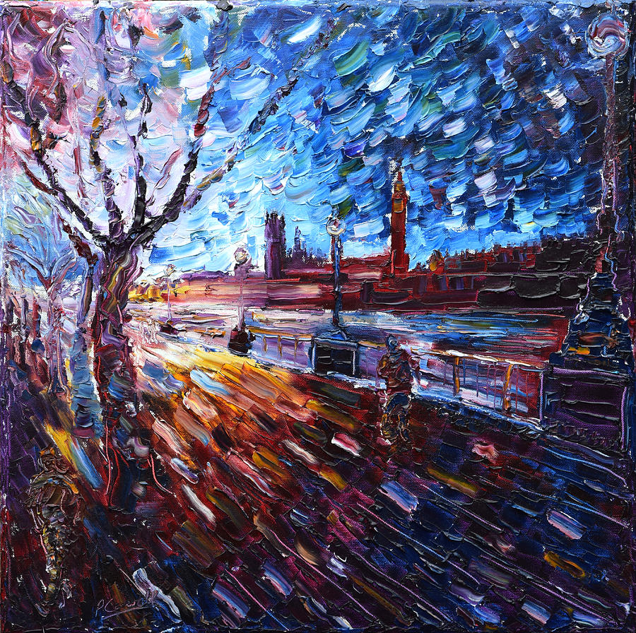 Westminster Bridge Thames London Painting by Pete Caswell