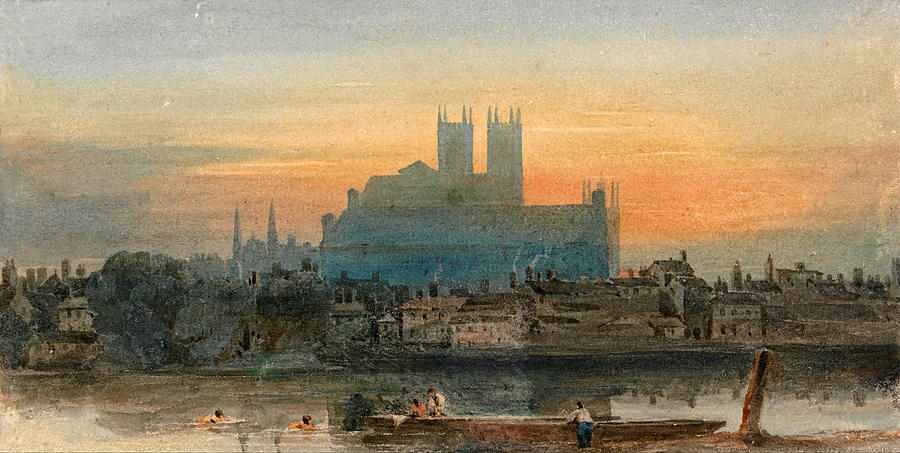 David Cox Drawing - Westminster from Lambeth  by David Cox
