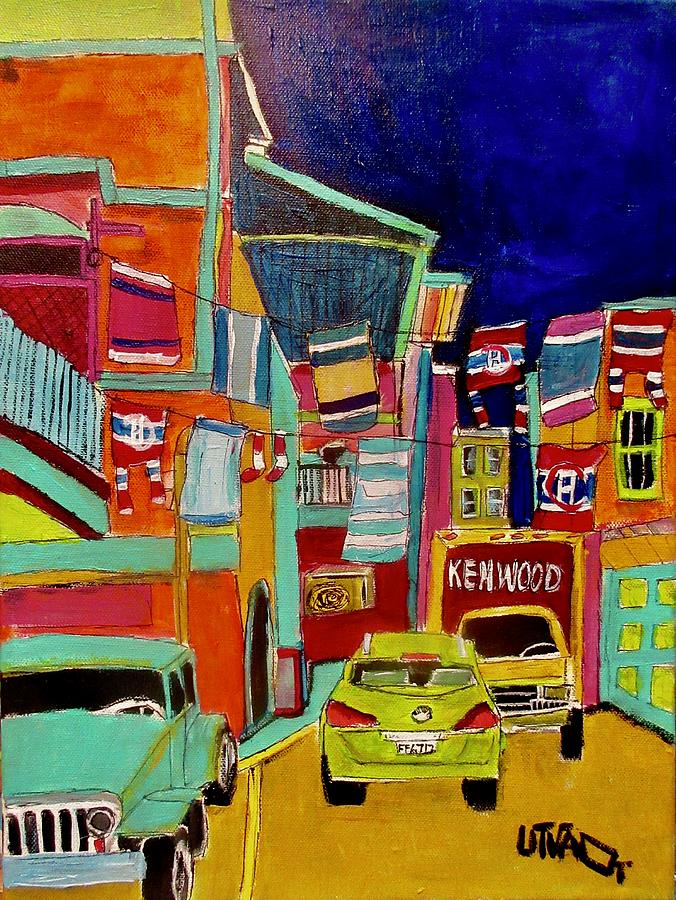 Westmount BackLane Washday Painting by Michael Litvack