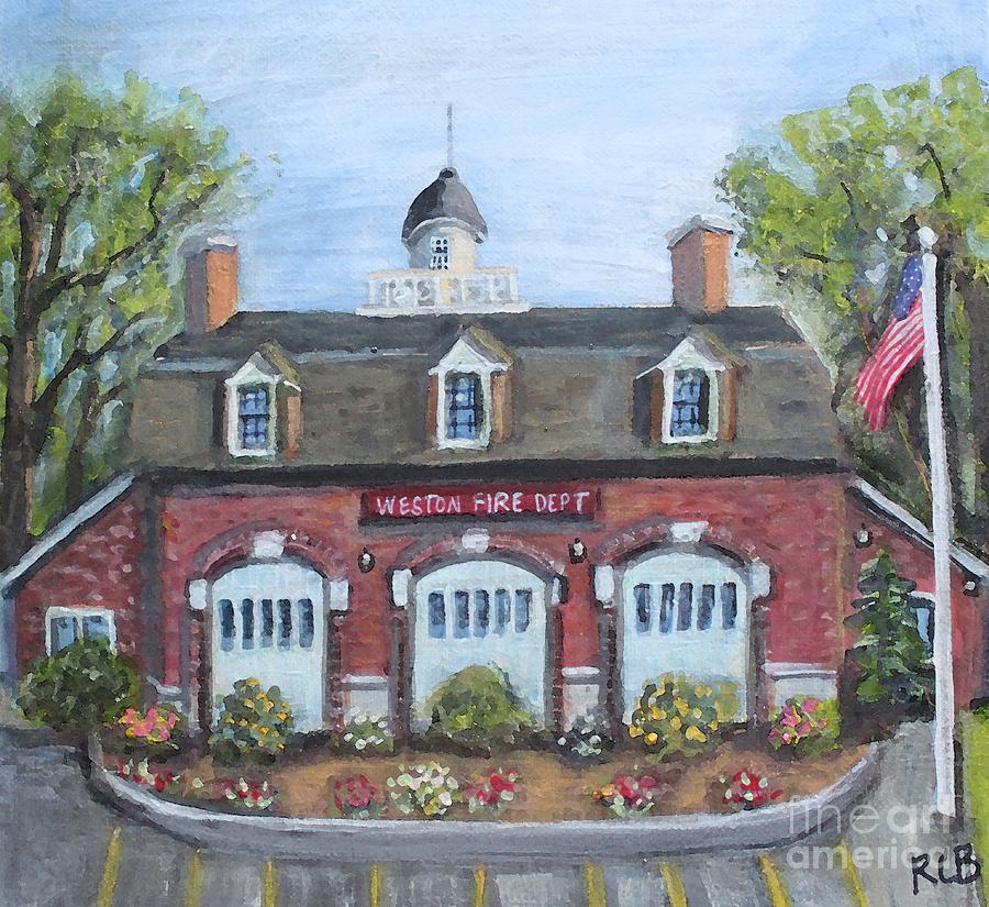 Weston Fire House on a Summer Afternoon Painting by Rita Brown