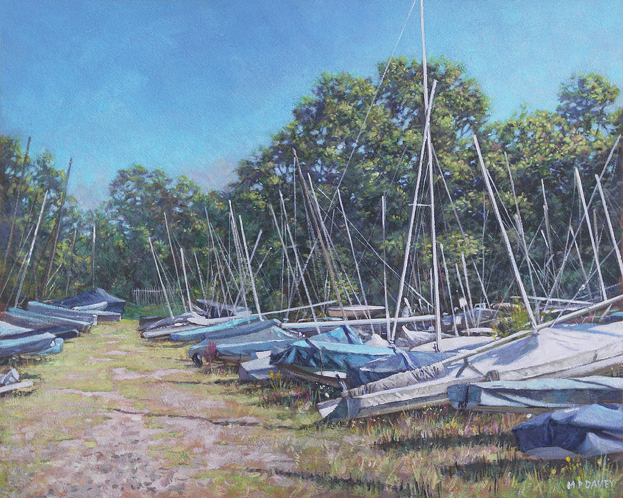Weston Shore boats at yacht club, Southampton Painting by Martin Davey