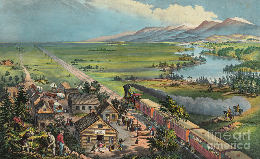 Currier And Ives Painting - Westward the Course of the Empire Takes its Way by Currier and Ives