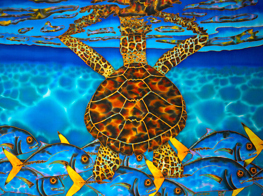 West Indian Hawksbill Sea Turtle Painting by Daniel Jean-Baptiste