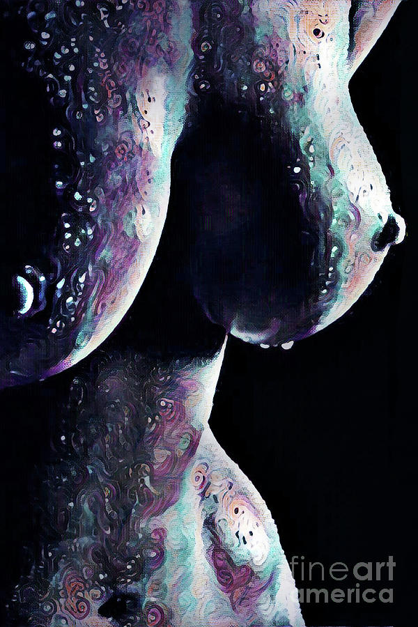 Bare Breasts Digital Art - Wet by Michelle Fox