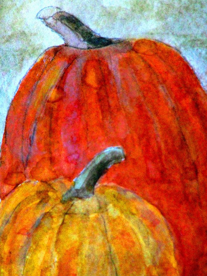 Still Life Painting - Wet Pumpkins by Angela Davies