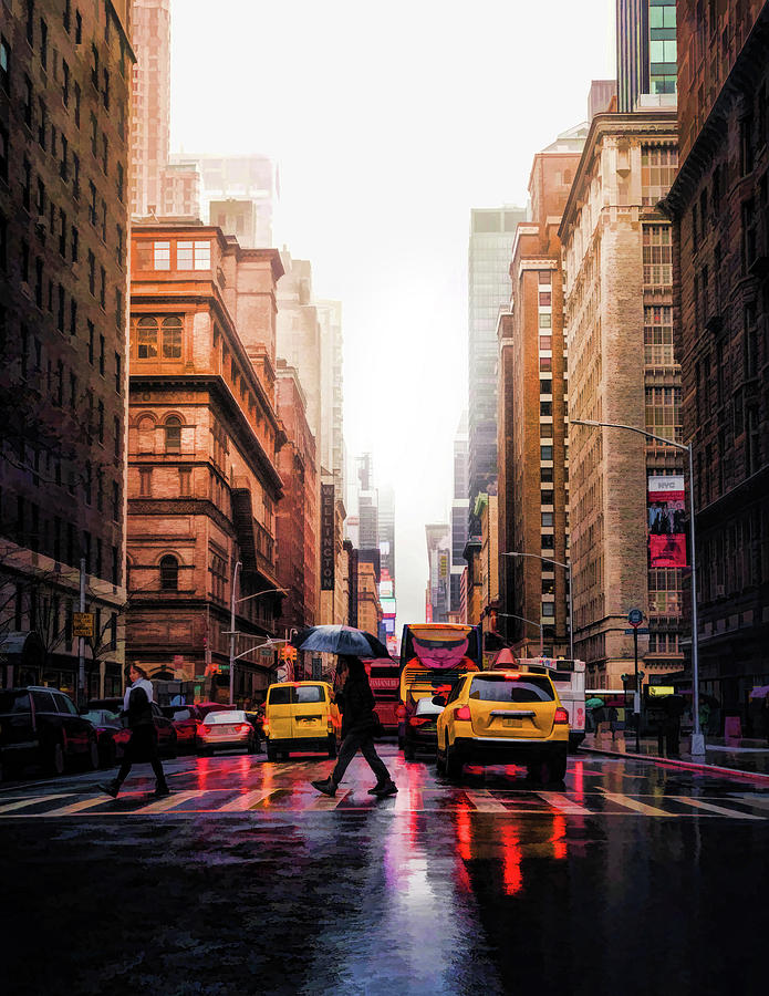Wet Streets of New York City Painting by Christopher Arndt