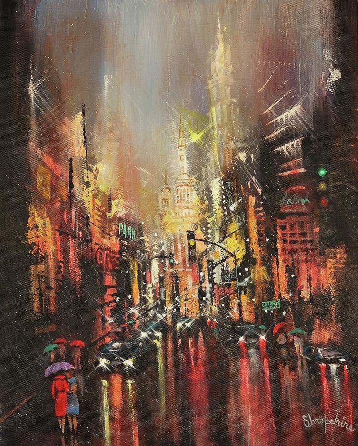 Wet Streets Painting by Tom Shropshire