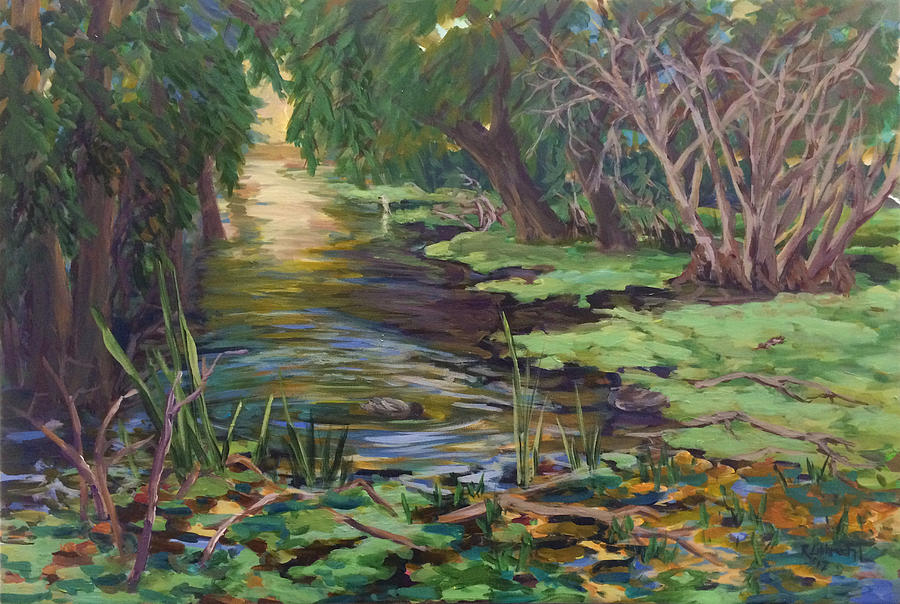 Madrona Marsh Painting - Wet with Duck Weed by Ron Libbrecht