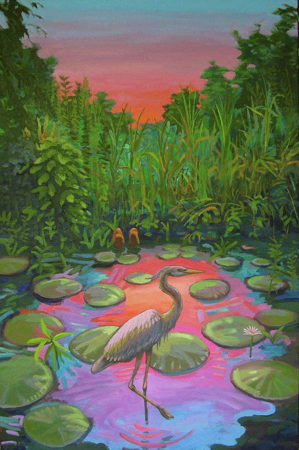 Wetland Sunset Painting by Don Morgan