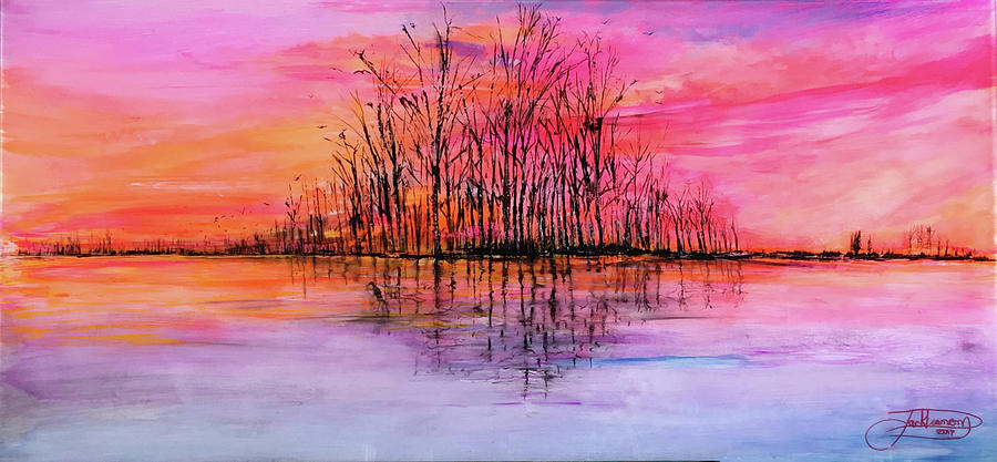 Wetland Sunset Painting by Jack Diamond