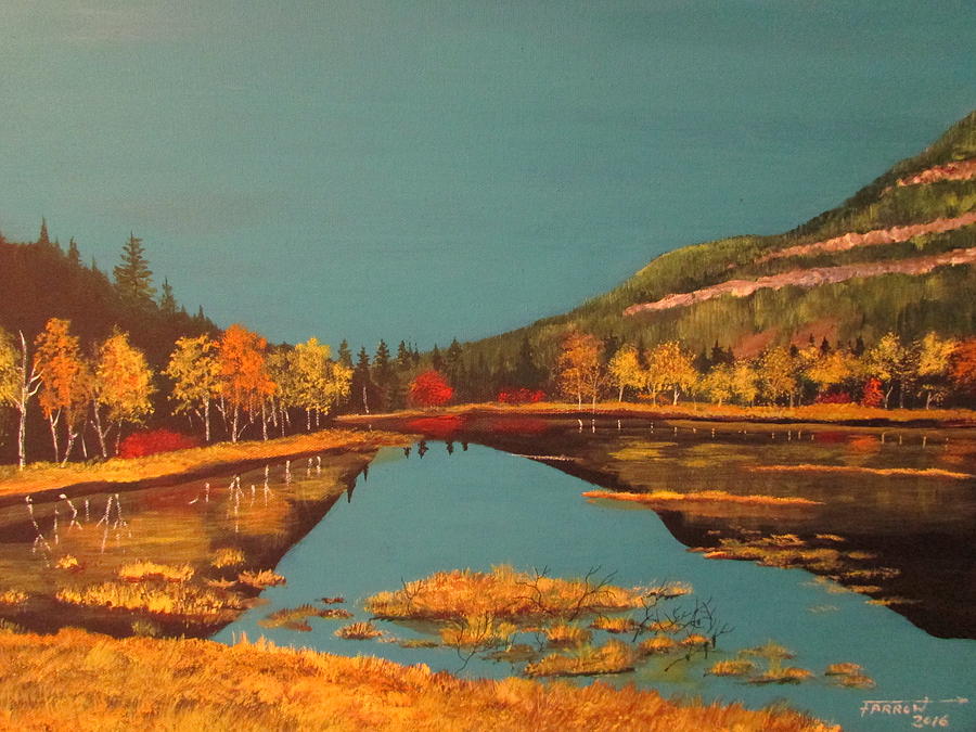 Wetlands In Autumn Painting by Dave Farrow