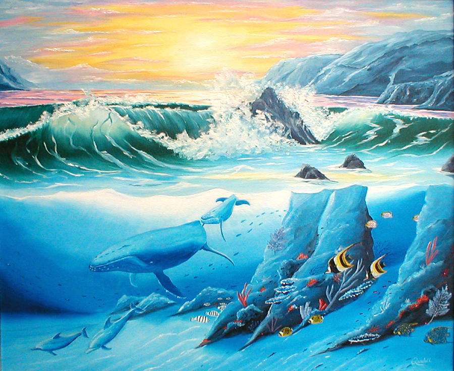 Paradise Painting - Whale and Dolphin Friends by Randall Brewer