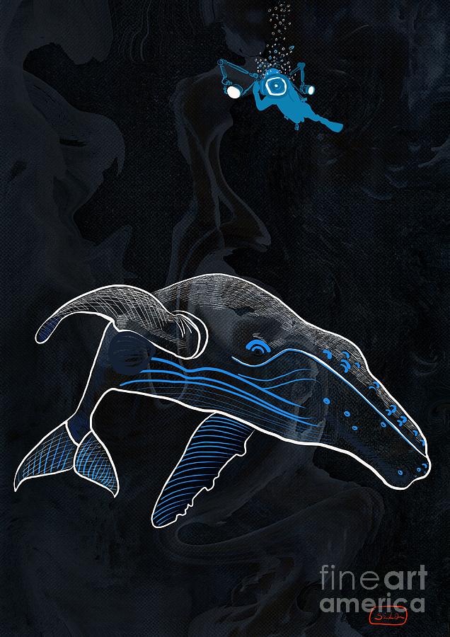 Whale is the Star Digital Art by Lidija Ivanek - SiLa