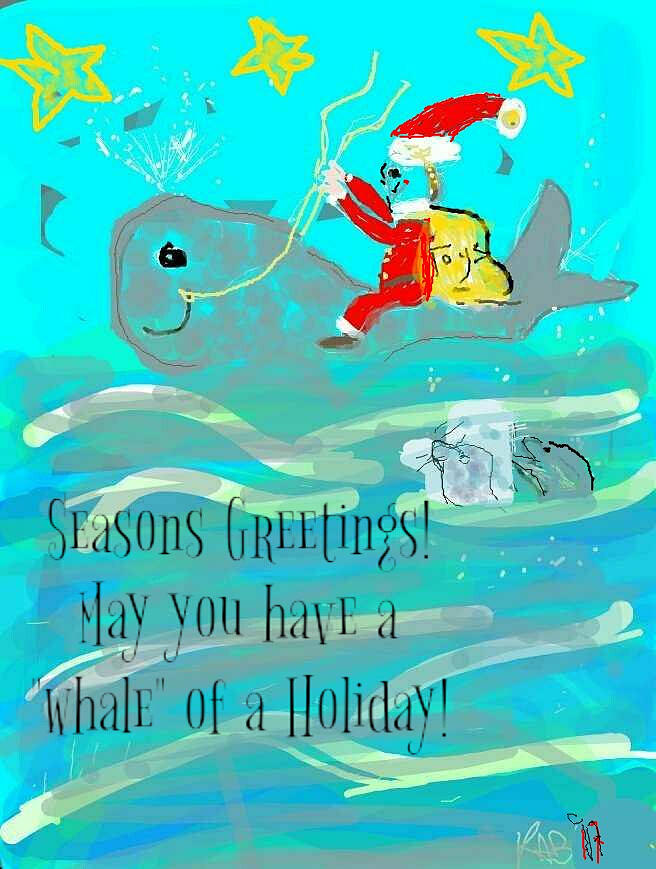 Whale of a Holiday Greeting Card Digital Art by Kathy Barney