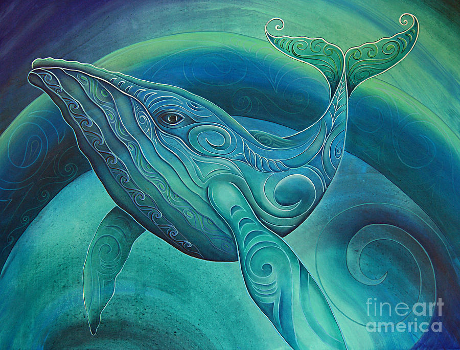Whale Tohora by Reina Cottier Painting by Reina Cottier