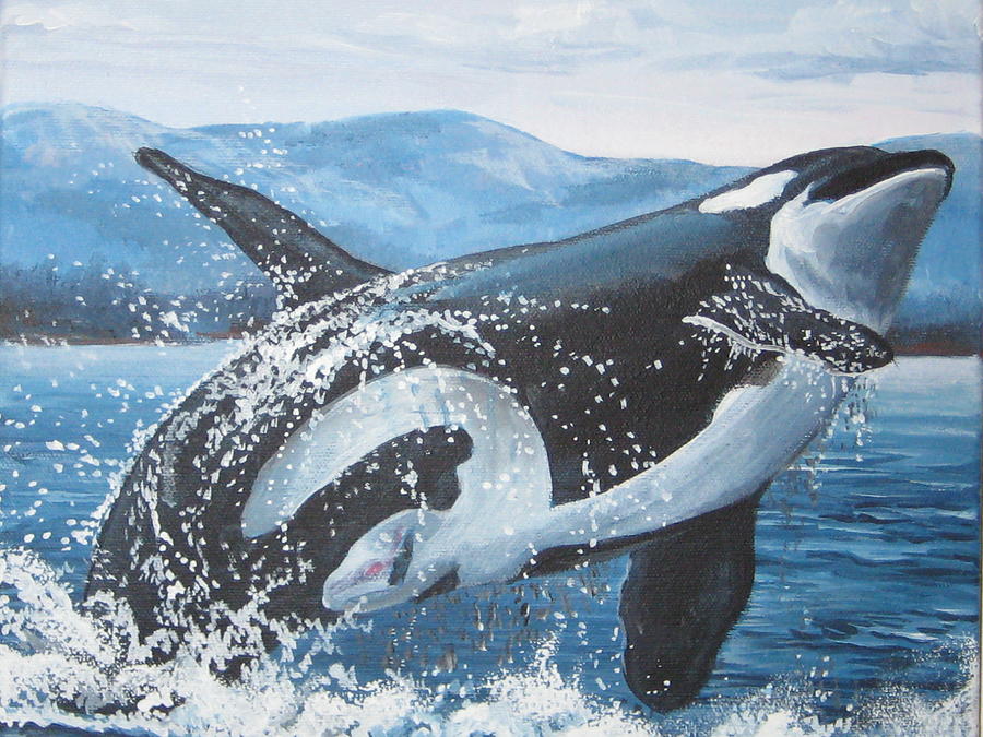 Whale Painting - Whale Watching by May Moore