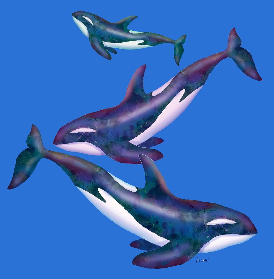 Whale Whimsey design Painting by Teresa Ascone
