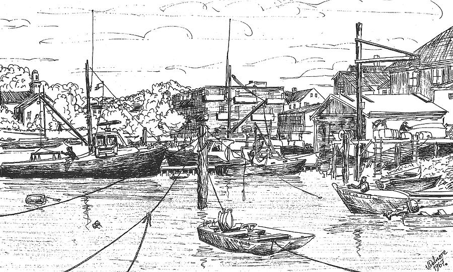 Whaler on Eel Pond Drawing by Vic Delnore