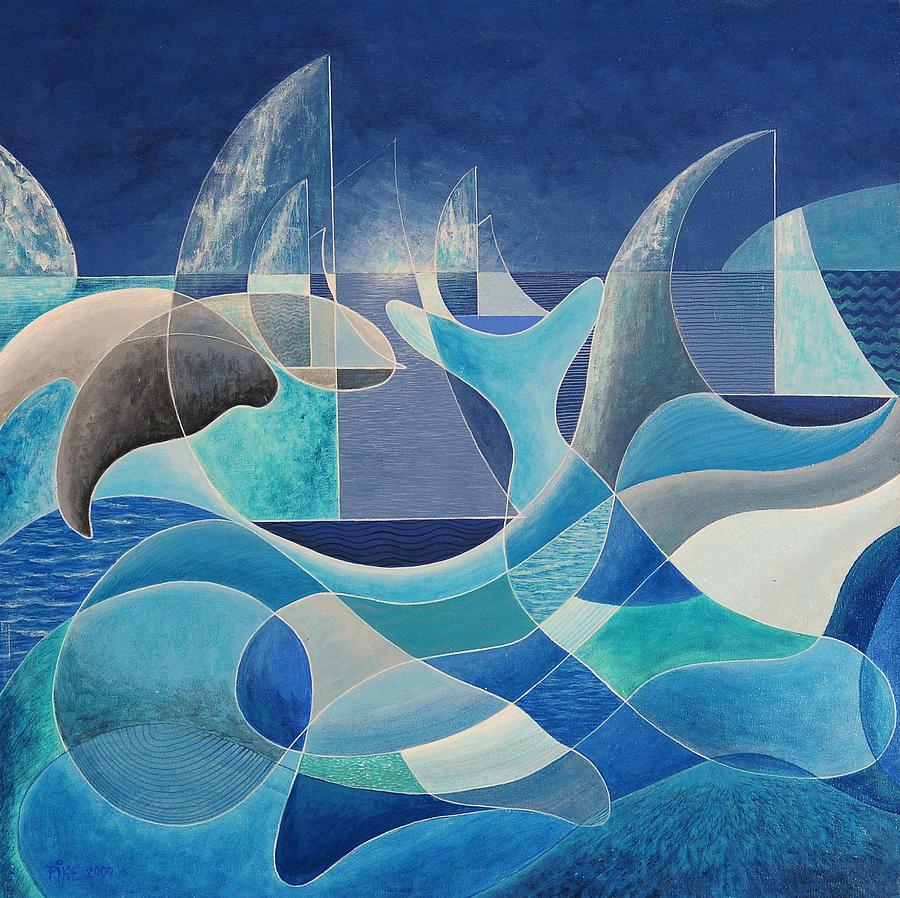 Whales in the Midnight Sun Painting by Douglas Pike