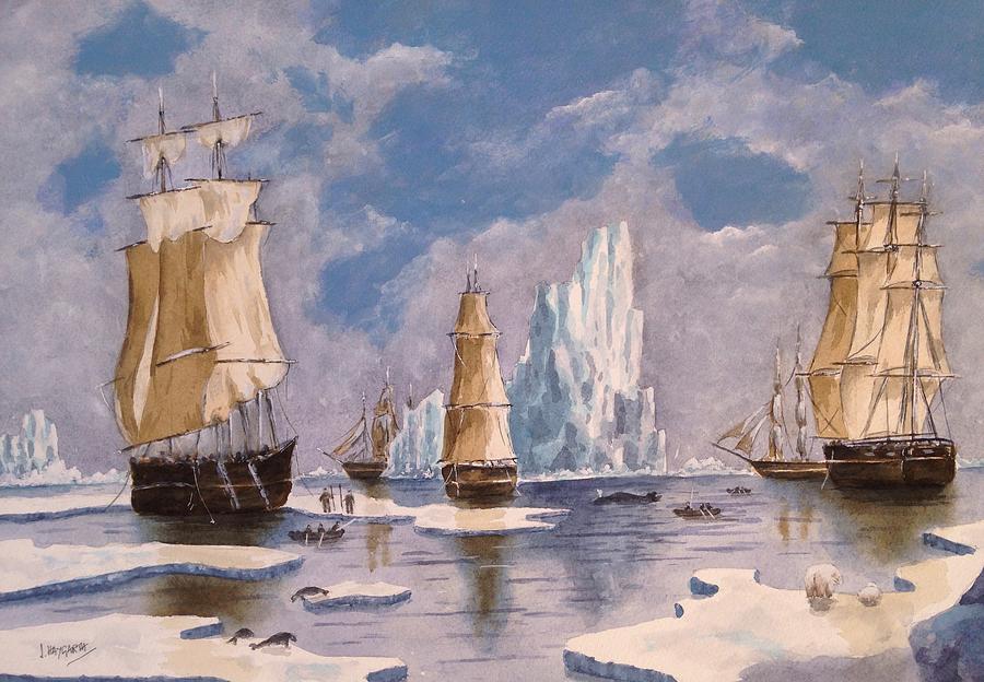 Whaling in the Artic Painting by James Haygarth - Pixels