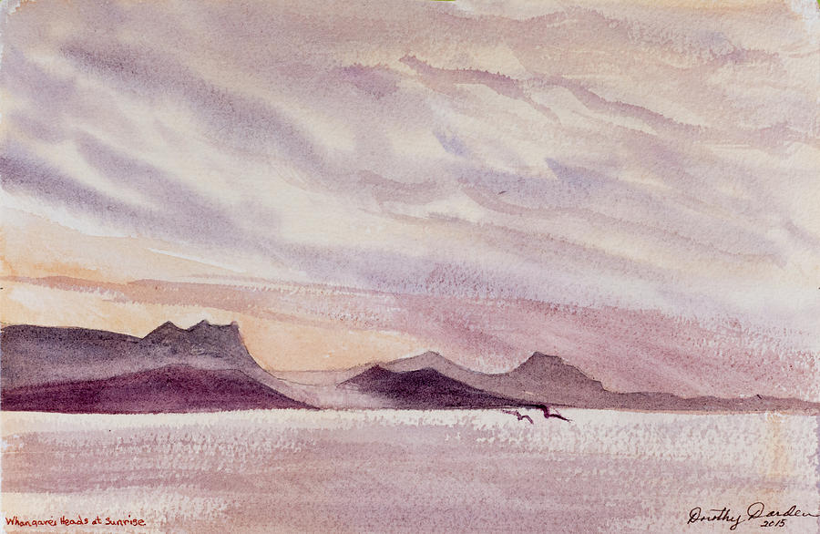 Whangarei Heads at sunrise, New Zealand Painting by Dorothy Darden