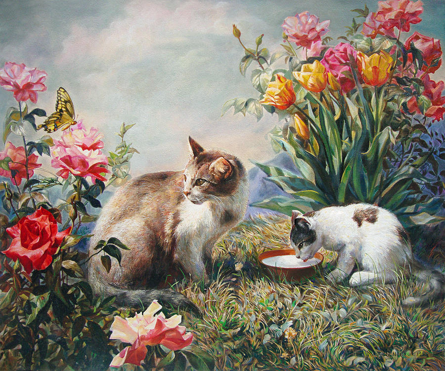 What a Girl Kitten Wants Painting by Svitozar Nenyuk