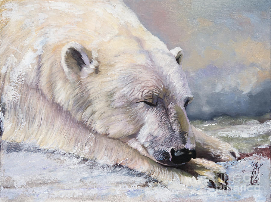 Inspirational Painting - What do Polar Bears dream of by J W Baker