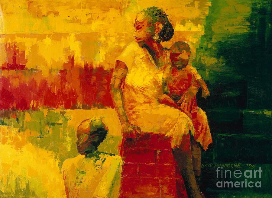 Mothers Day Painting - What is it Ma by Bayo Iribhogbe