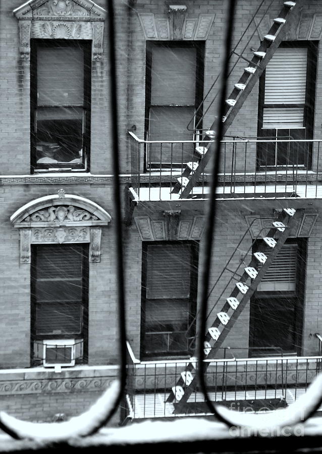 What Lies Within - Stairways in Snow - Fire Escapes of New York Photograph by Miriam Danar