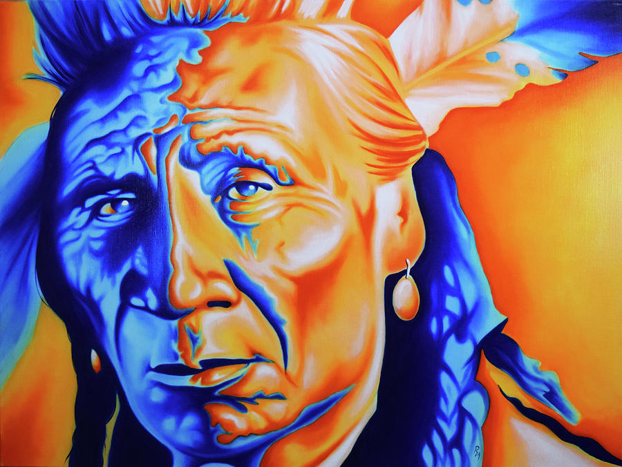 What makes the red man red painting by robert martinez fine art america