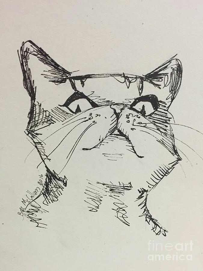 Pussy Cat Drawing - What The Fuck  by Bree McCallum