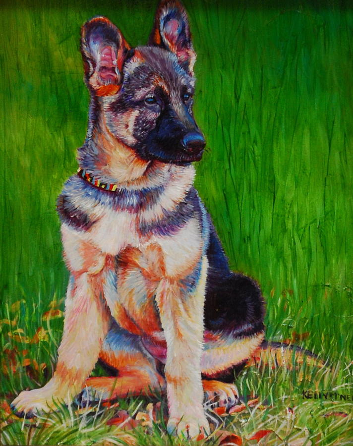 German Shepherd Painting - What Waits for you in the Green Green Grass of Home by Kelly McNeil