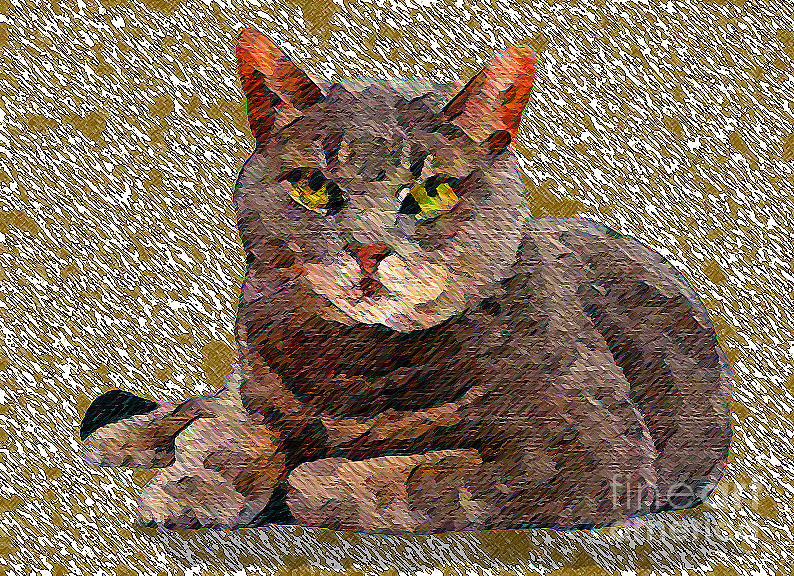 Gray Cat Mixed Media - Buster by Marcy  Orendorff