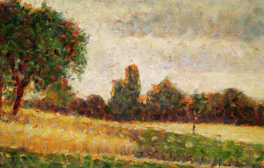 Georges Pierre Seurat Painting - Wheat Field by Georges Pierre Seurat