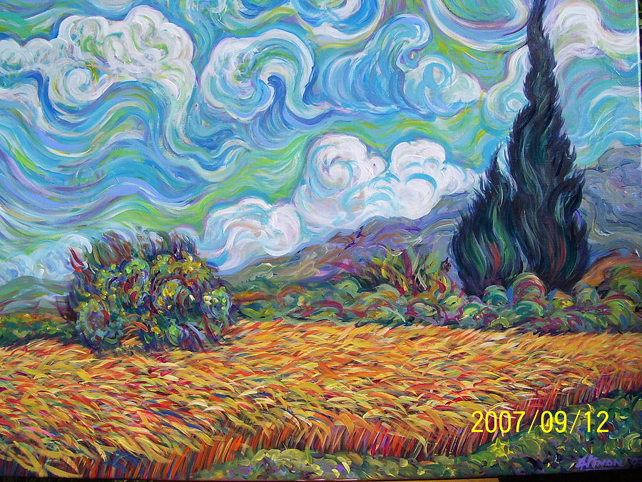 Wheat Field With Cypresses Painting by Atinant Naranong - Fine Art America