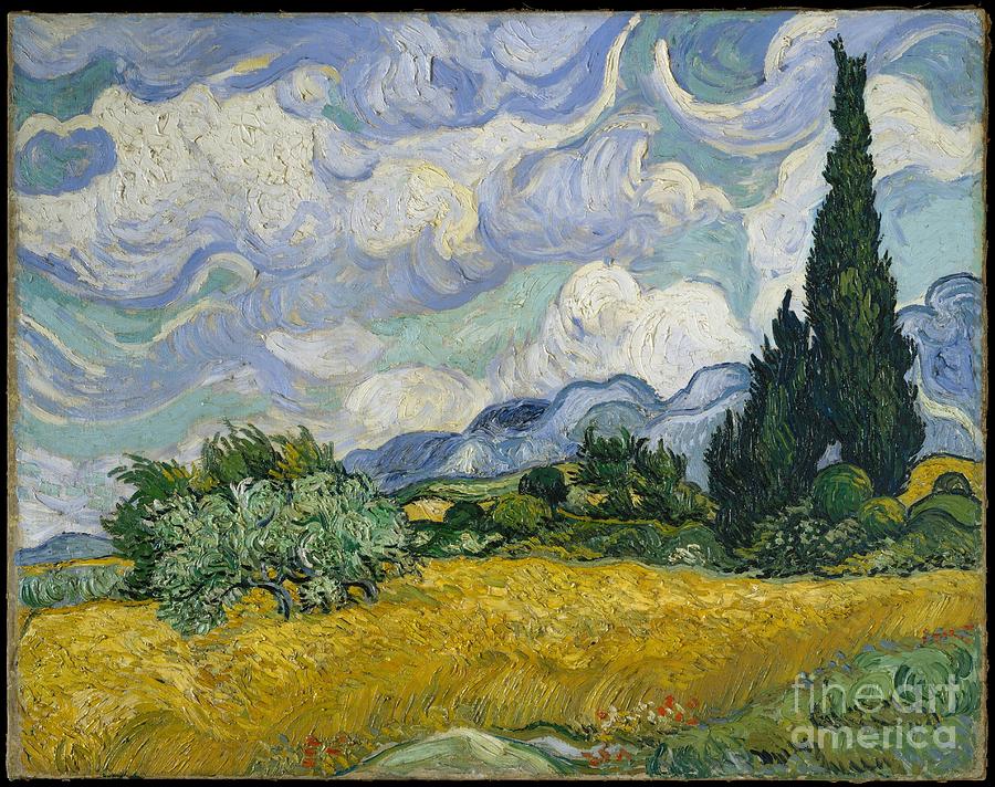 Wheat Field with Cypresses #22 Painting by Celestial Images